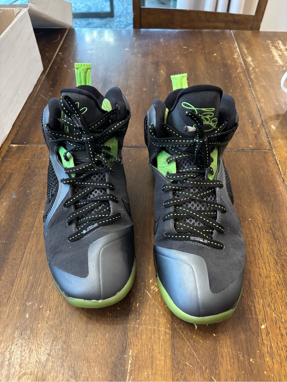 Nike LeBron 9 dunkman Black and Neon Green Basketball Sneakers